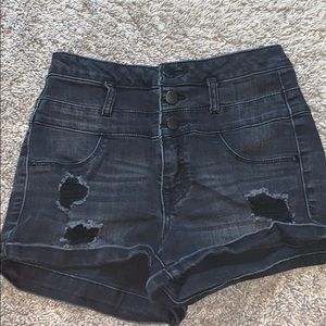 Black jean shorts